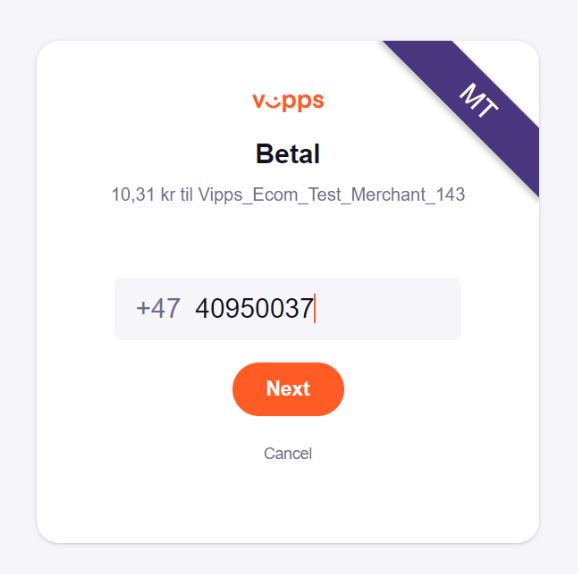 Vipps Mobile app screen